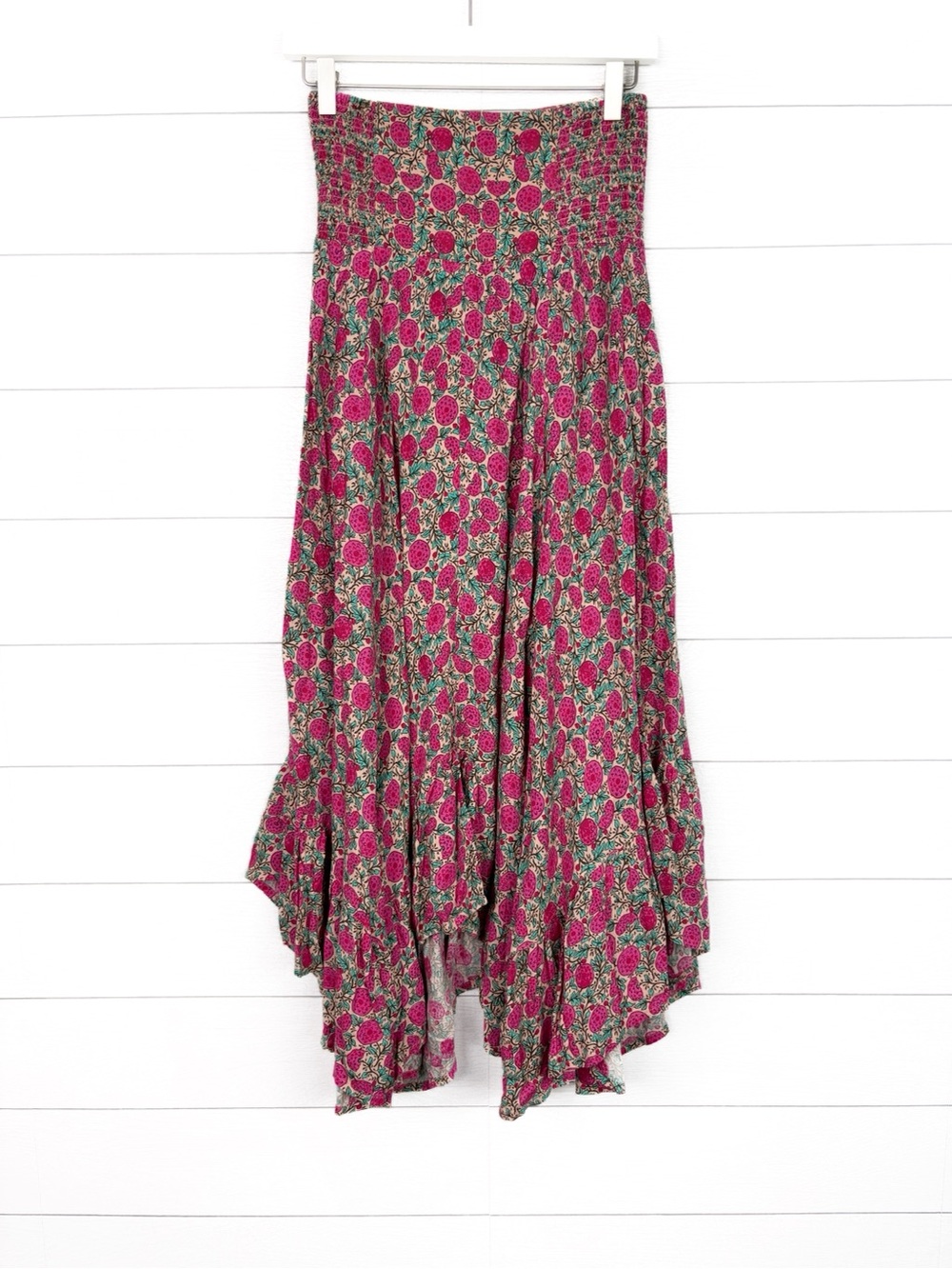 NWT Natural Life Pink Floral Berry Asymmetric Maxi Skirt Flowy Medium New - Picture 3 of 6